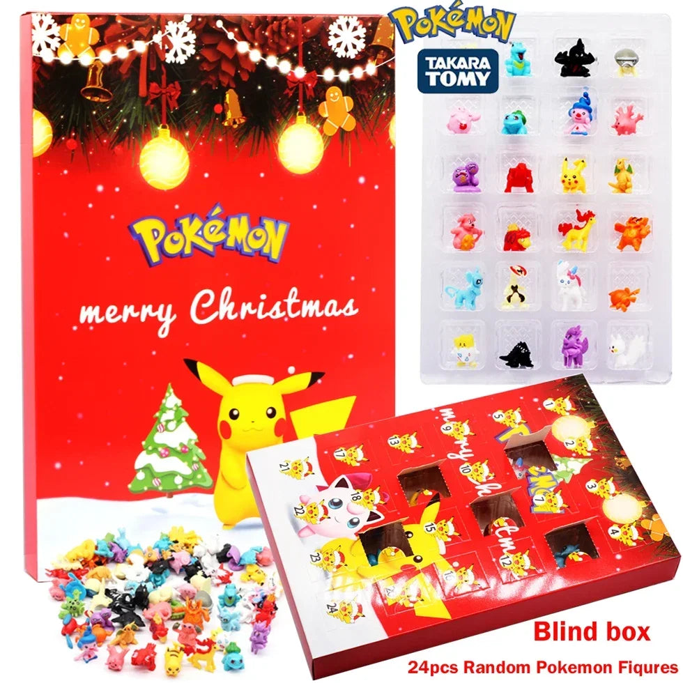 Kawaii Pikachu Christmas Advent Calendar - 24pcs PVC Anime Figures for Kids, Holiday Gift Set