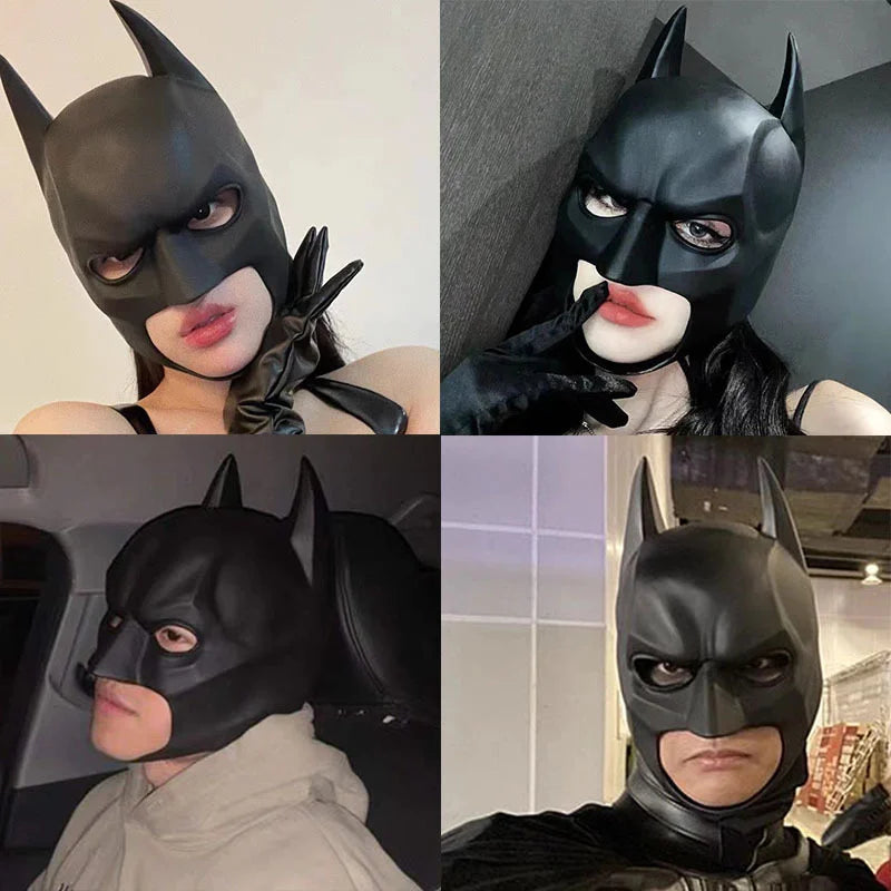 Batman Bat cosplayhoofdbedekking en -masker van rubberlatex voor heren en volwassenen, Halloweenavond-dansfeest 2026