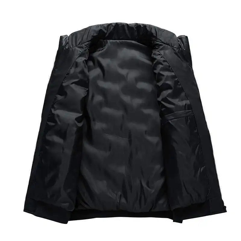 Warm Men's Puffer Vest - Quilted Mandarin Collar Cotton