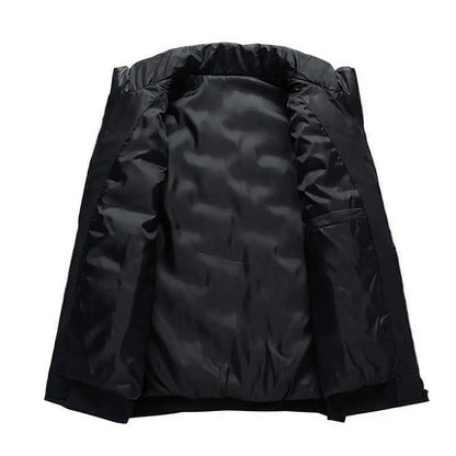 Warm Men's Puffer Vest - Quilted Mandarin Collar Cotton