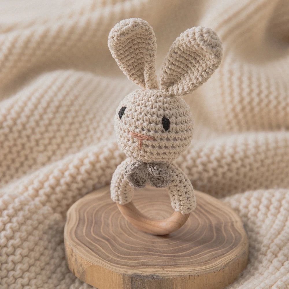 Baby Crochet Rattle Bunny Teether Newborn Sensory Toys
