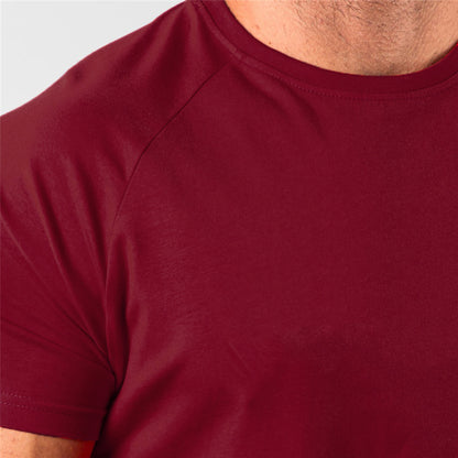 Breathable slim fit men's gym t-shirt – short sleeve, cotton blend, for workout & casual wear