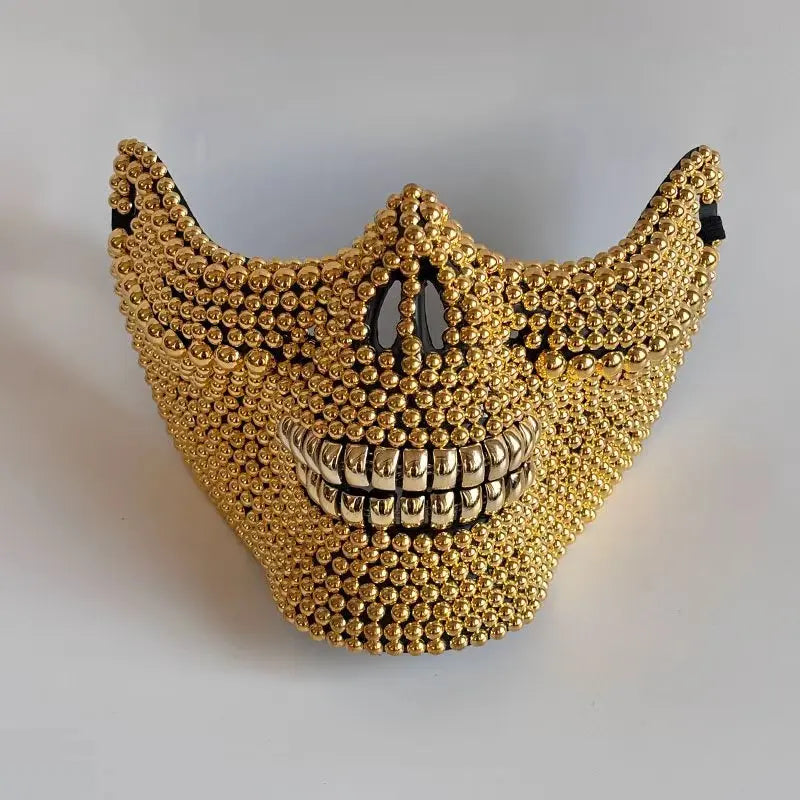Ghost Rider handgemaakt parelmoeren halfgelaats horror-kinmasker van PU-leer voor heren en dames, Halloweenfeest 2026
