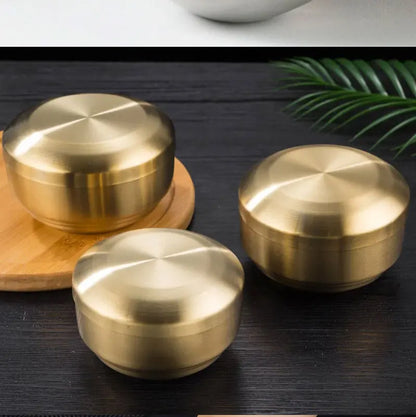 Cuenco para arroz de acero inoxidable de doble capa con tapa aislada