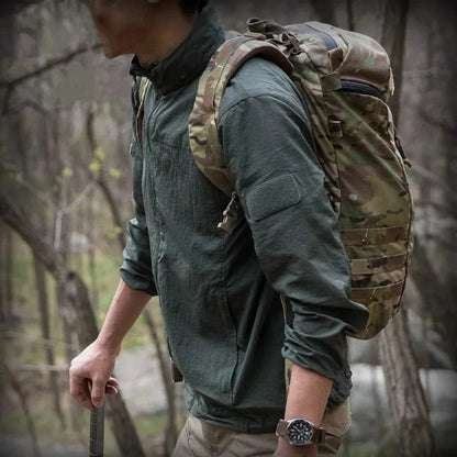 Chaqueta ligera para hombre - Cremallera táctica, poliéster, verano