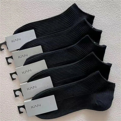 Soft women's invisible ankle socks 5-pack - 100% cotton sweat-absorbing low-cut boat socks