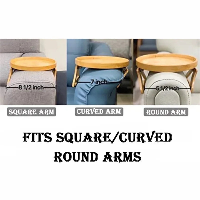 Plateau d'accoudoir de canapé en bambou, porte-collations portable pour accoudoir de canapé