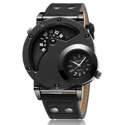 Quartz Sport Watch With Fabric Strap Irregular Alloy Case