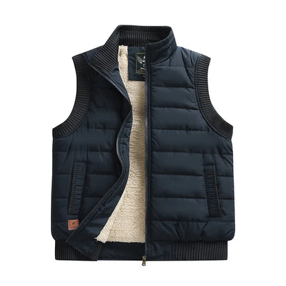 Warm Men's Puffer Vest - Quilted Slim, Lamb Velvet, Winter