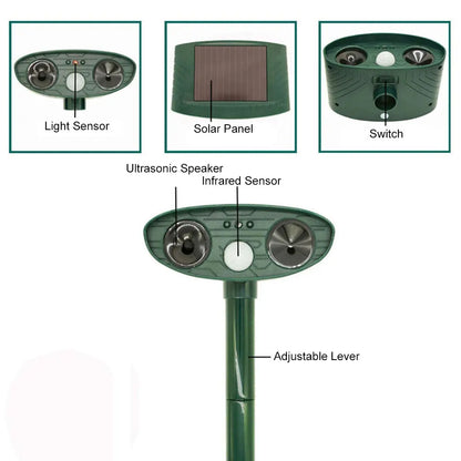 Ultrasonic Animal Repellent Motion Sensor Solar Cat Dog Deterrent for Garden Farm