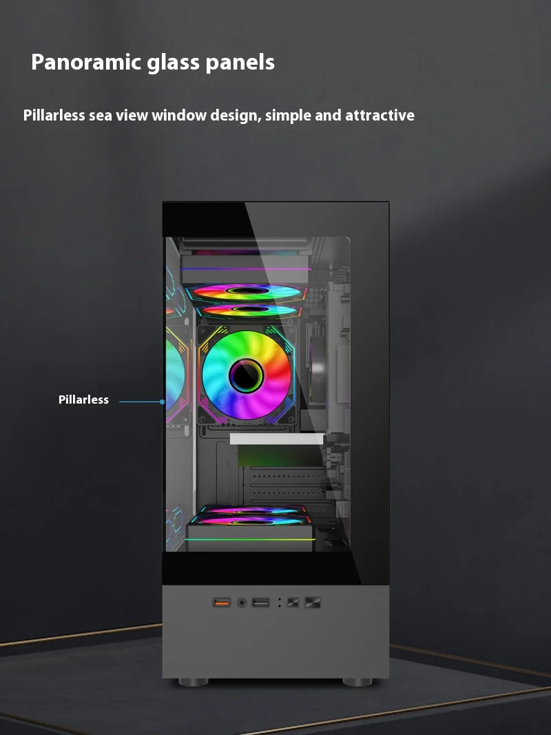 Mini ITX PC kabinet 240mm vandkøling MicroATX chassis