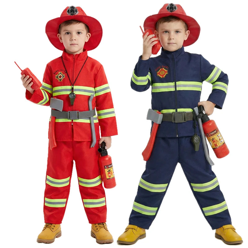 Cosplaykostuumset voor kinderen als brandweerman, met realistische speelgoeduitrusting voor jongens en meisjes, voor feestelijke optredens 2026