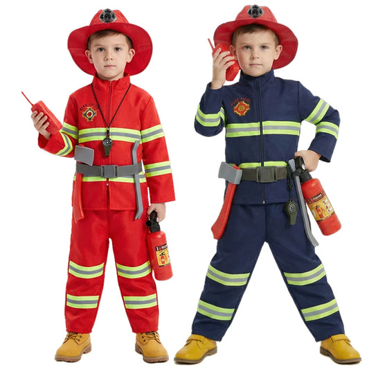 Cosplaykostuumset voor kinderen als brandweerman, met realistische speelgoeduitrusting voor jongens en meisjes, voor feestelijke optredens 2026