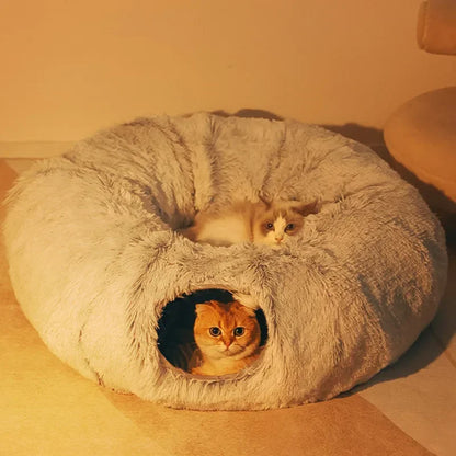 Kattenbed 95 Cm 2 In 1 Rond Pluche Nest Huis Herfst 2025 Gezellig Afneembare Hoes Wasbaar Diepe Slaap