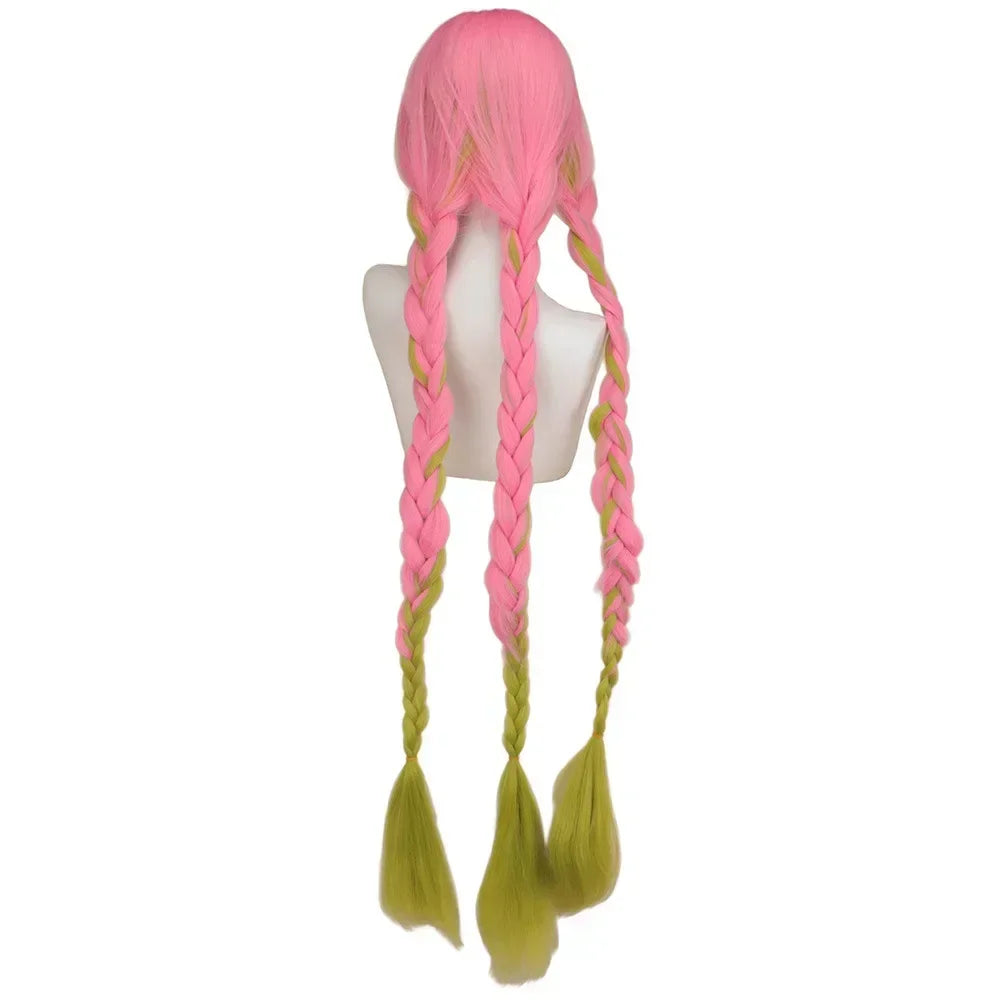 Demon Slayer Kanroji Mitsuri Kimono Haori Cosplay Costume Set with Wig for Adults Kids Halloween 2026