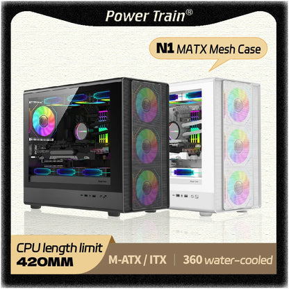 Mini ITX PC kabinet hærdet glas 360mm vandkøling
