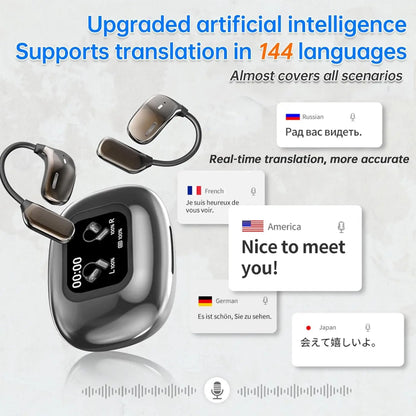 AI Translation Open Ear Earbuds With LCD Touch Screen