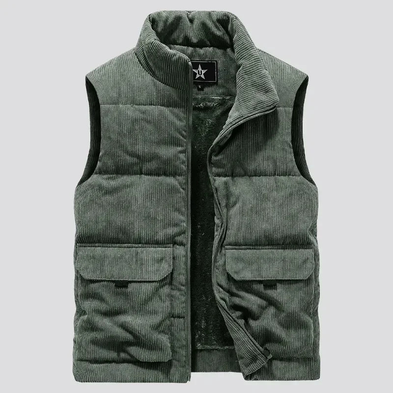 Insulating Mens Fleece Vest - Quilted Corduroy, Casual
