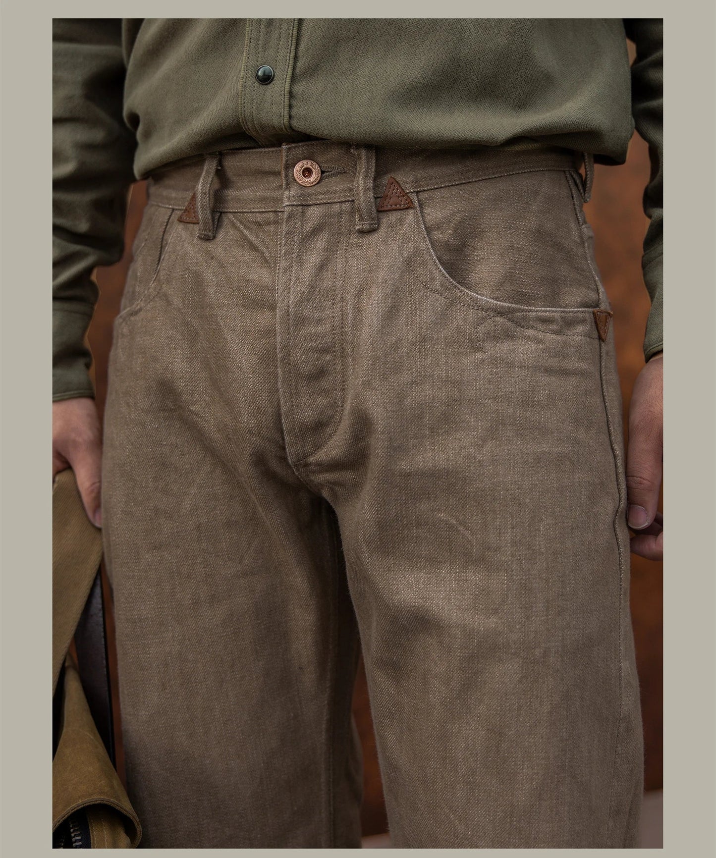 Holdbare avslappede rette jeans for menn - løse selvedge casual