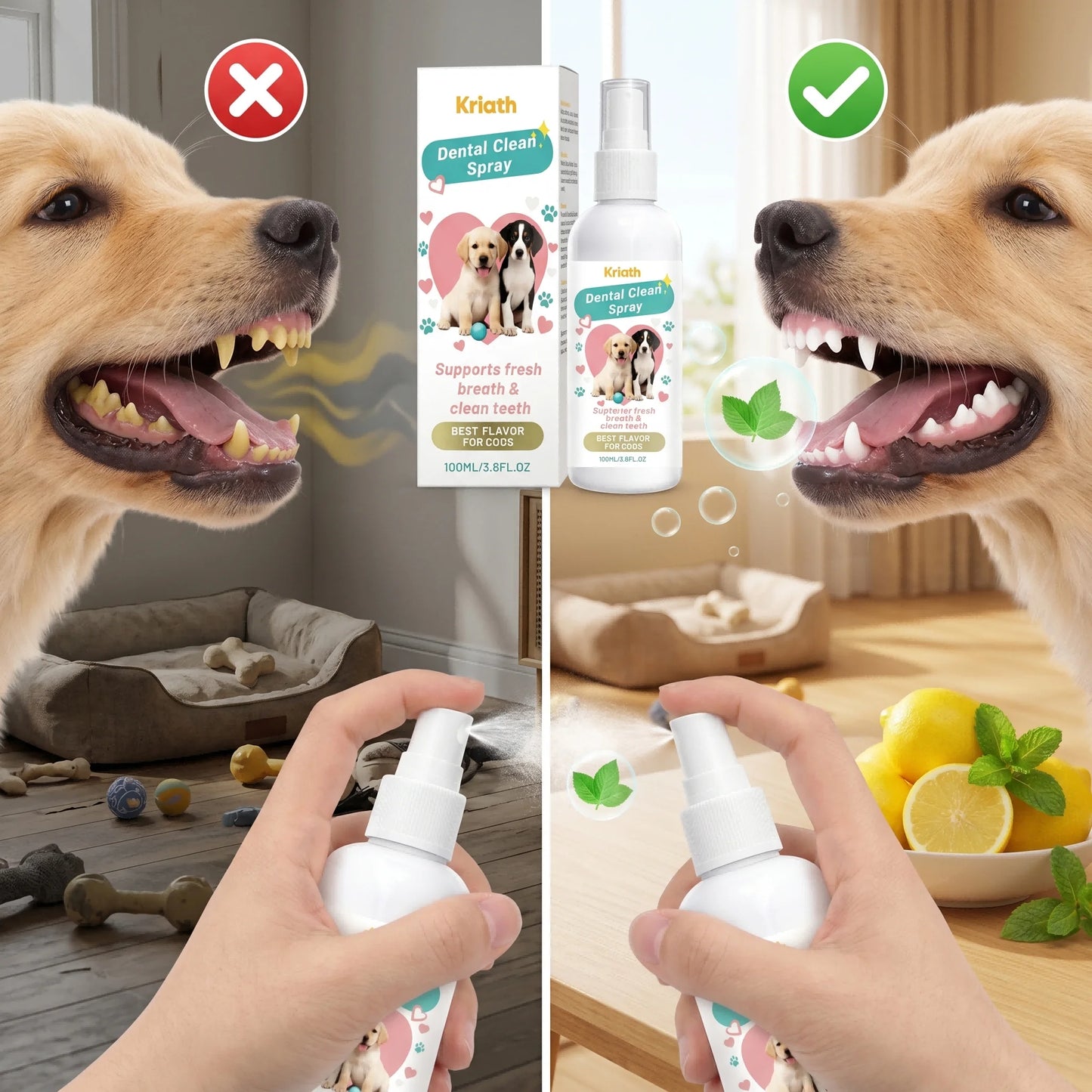 Pet Oral Care Spray 100ml – Natural Bad Breath Freshener Dog Cat Teeth Cleaning Plaque Reducer 2026