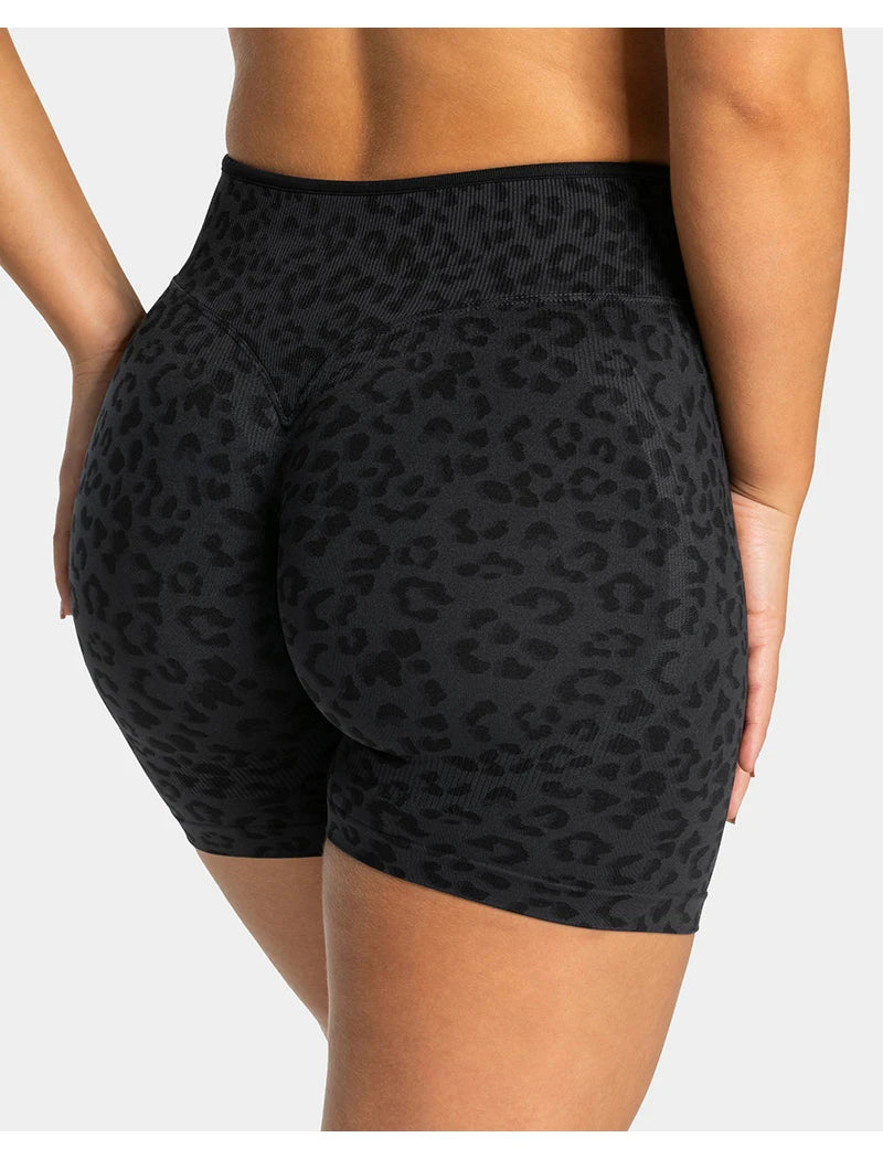 Stretchy women's seamless yoga shorts - high-waist hip-lifting, nylon blend, for gym and running