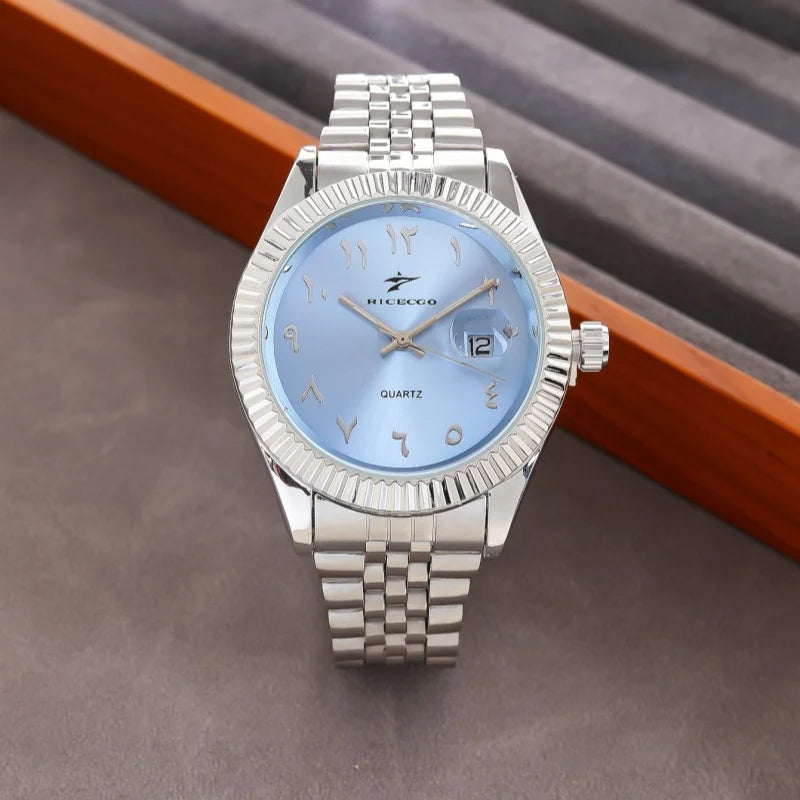 Men's Stainless Steel Date Watch Casual Business Style