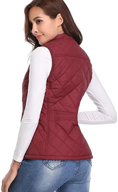 Lightweight Women Quilted Vest - Stand Collar Cotton Winter