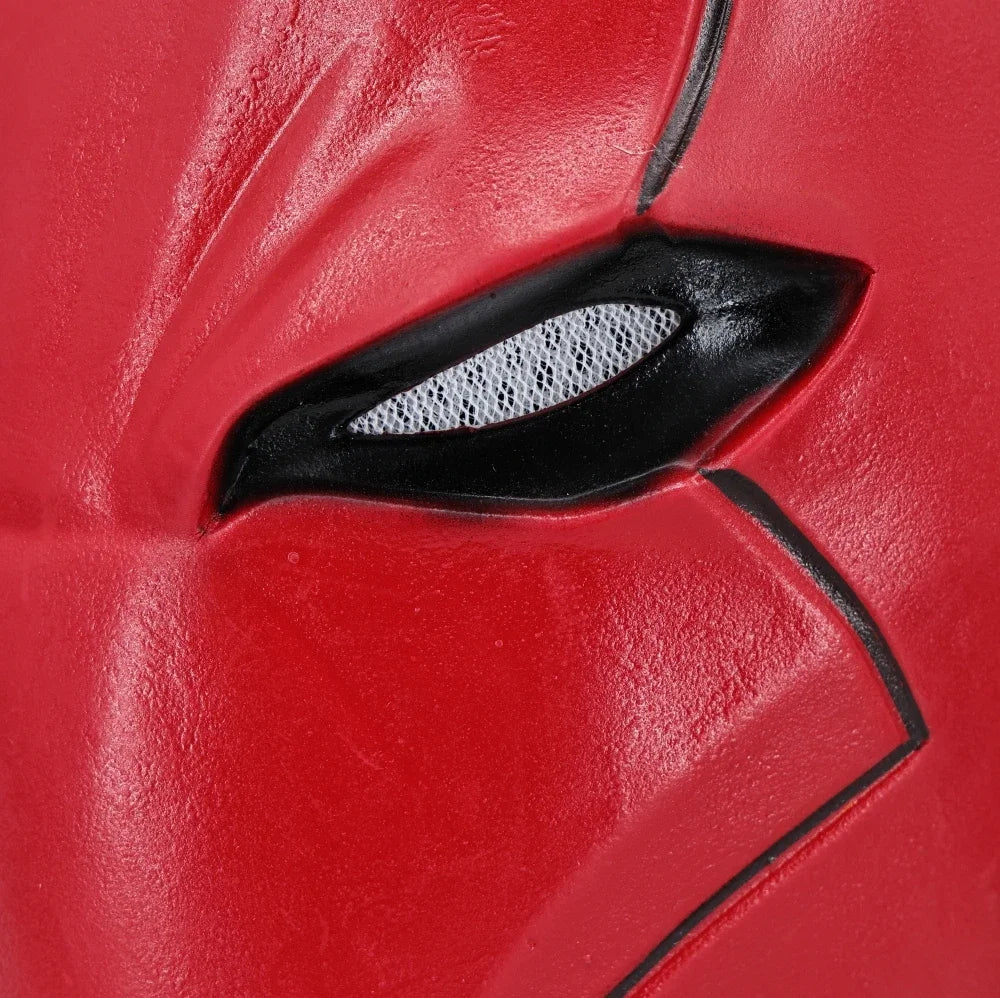 Red Hood Superhero Latex Helmet Full-Face Cosplay Mask for Adults Halloween 2026