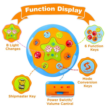 Giocattolo per il Tummy Time 4 in 1 per Bambini - Regalo Musicale Sensoriale di Animali Marini per l'Apprendimento Precoce