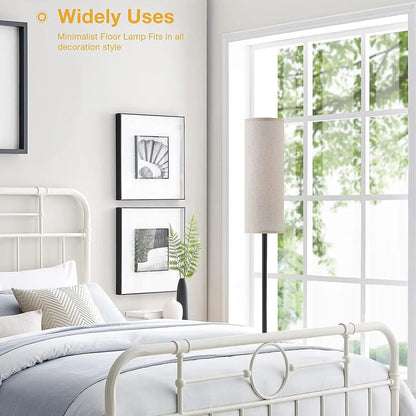 Japandi  Modern Floor Lamp With Fabric Shade Stepless Dimming