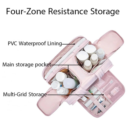 Waterproof women's travel cosmetic bag – large capacity wash bag, bathroom toiletries partition organizer