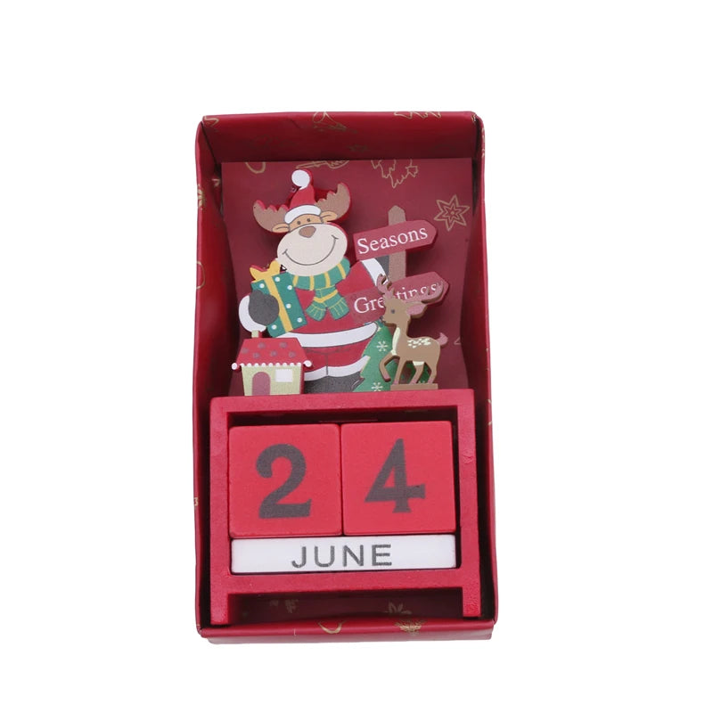 Adorno de calendario de cuenta regresiva de madera para Navidad, decoración de mesa