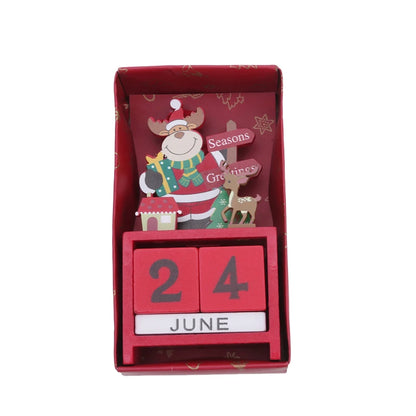 Adorno de calendario de cuenta regresiva de madera para Navidad, decoración de mesa
