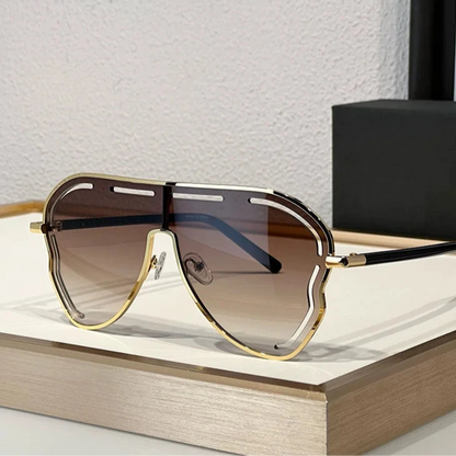 Oversized Pilot Punk Sunglasses Women Big Frame 2025 Hollow Shades for Ladies