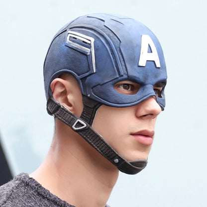 Captain America-cosplayhelm van plastic en latex, masker dat het hele hoofd bedekt, filmrekwisiet voor volwassenen, Halloween 2026