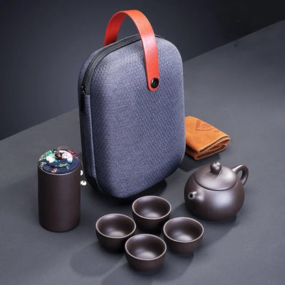Purple Clay Travel Tea Set Portable Kung Fu Teaware