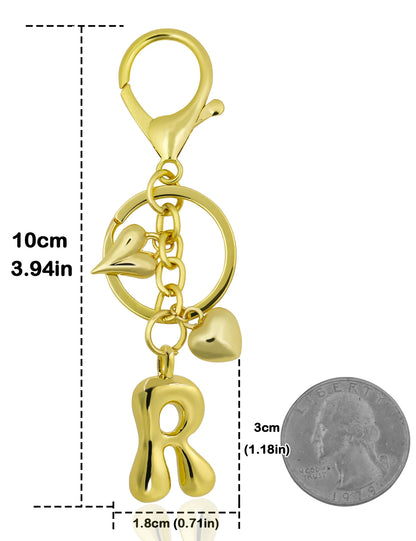 Personlig nøglering guld boblebogstav taskevedhæng gave