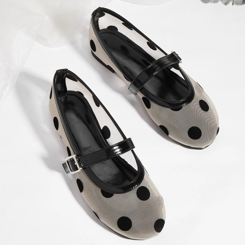 Breathable Women Mary Jane Flats - Round Toe Mesh, Casual