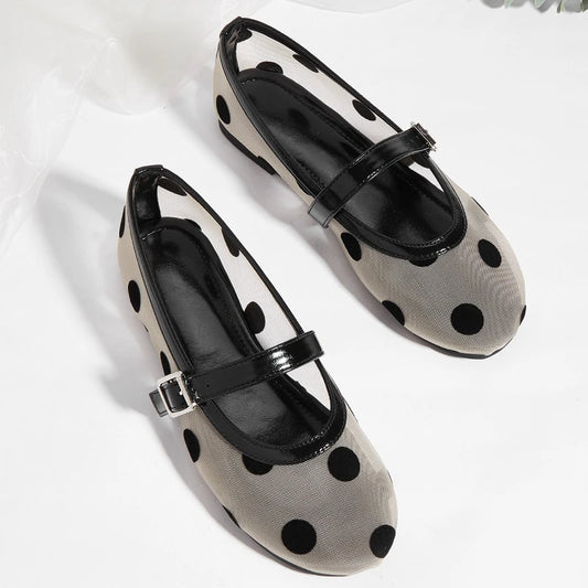 Breathable Women Mary Jane Flats - Round Toe Mesh, Casual