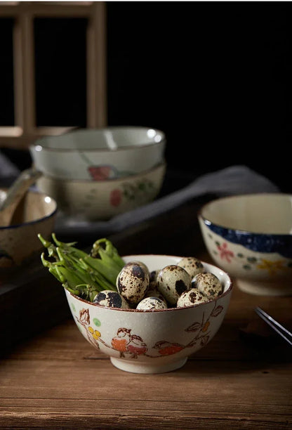 Keramisk 4.5 tommer japansk riskål retro hjemmetableware