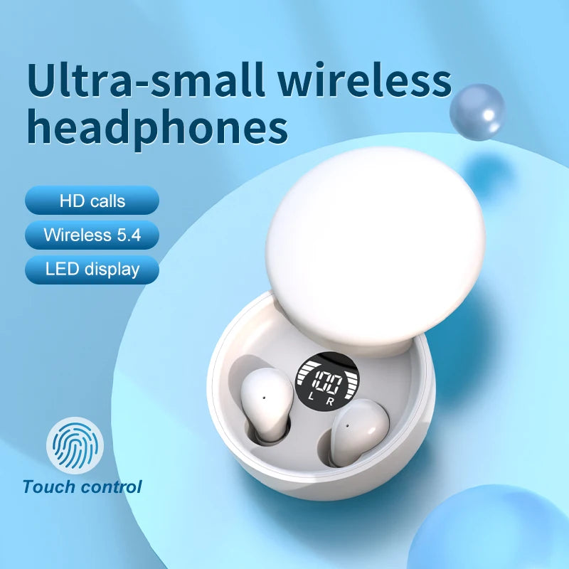 Auricolari wireless design compatto in ear Bluetooth 5 lunga durata batteria per sonno e sport regalo ritorno a scuola 2026