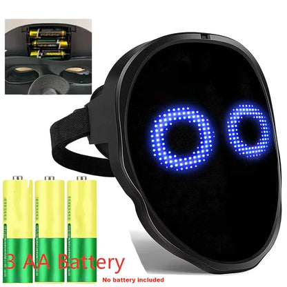 LED-masker met slim display, Bluetooth, app-programmeerbaar en gebarenbediening, 2074-LED Halloween-feestmasker 2026