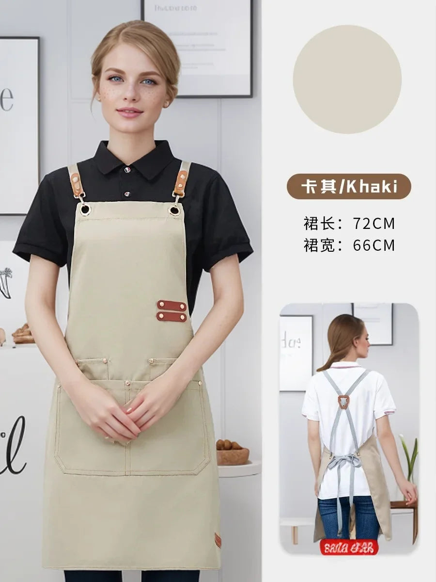 Kitchen Apron Professional Bib Apron Restaurant Work Apron Fall 2025 Waterproof Pockets Durable
