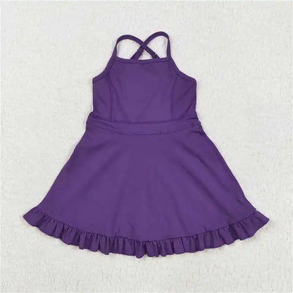 Soft girls' knit dress – knee-length, cotton-elastane, casual wear for active play