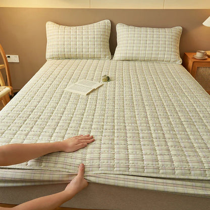 Protège-matelas matelassé à carreaux housse respirante antibactérienne literie automne 2025 sommeil frais