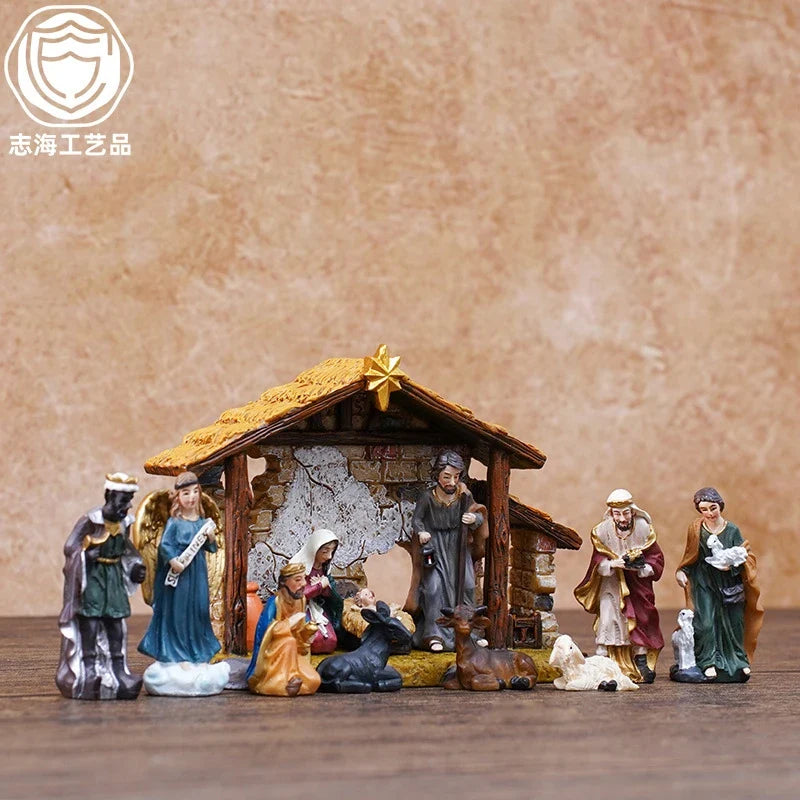 Nativity Scene 5cm Resin Set Table Centerpiece Christmas 2025 Gift Box Decor