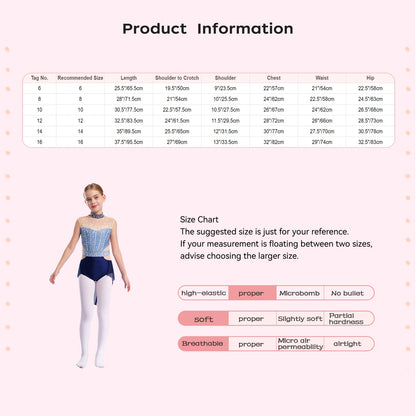 Stretchy Flattering Girls' Dance Leotard - Sleeveless Rhinestone Mesh Top, Polyester, Nylon, Elastane, For Competition