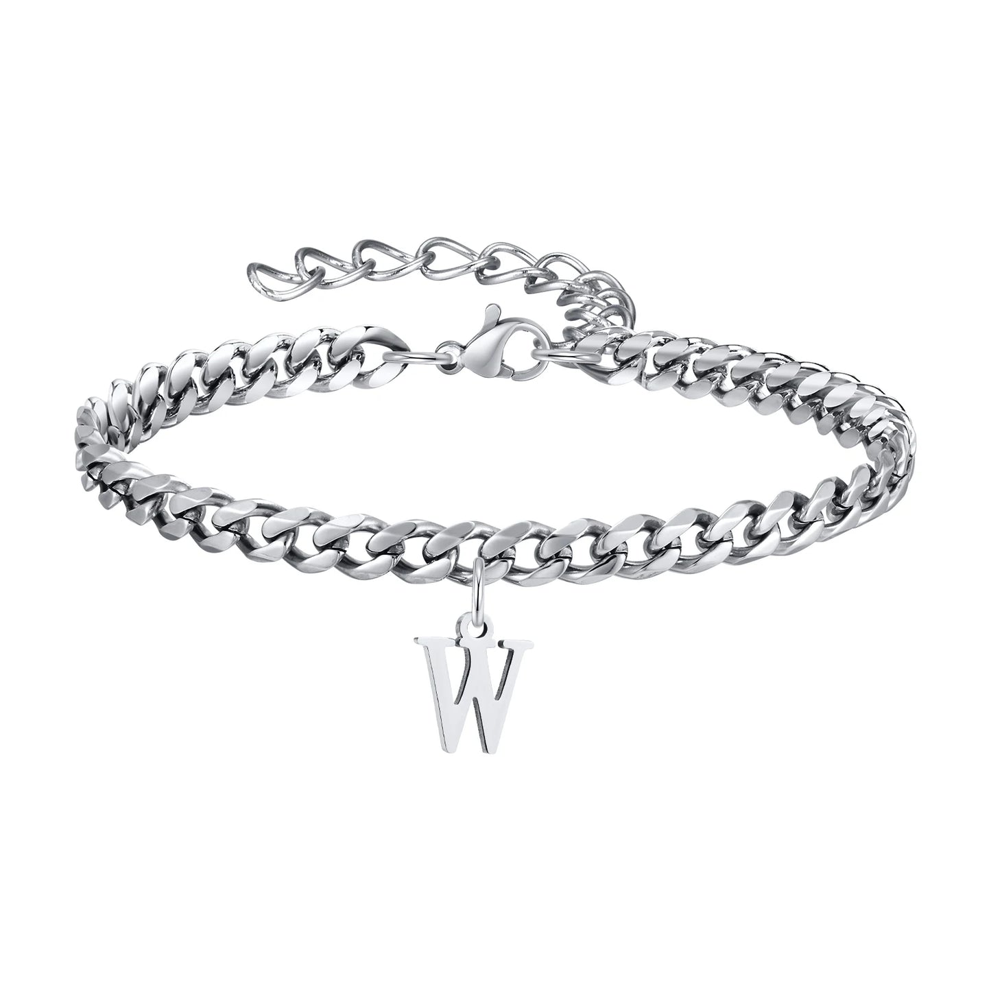 Initials kubansk lenke armbånd rustfritt stål justerbart