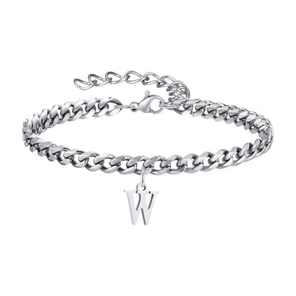 Initials kubansk lenke armbånd rustfritt stål justerbart