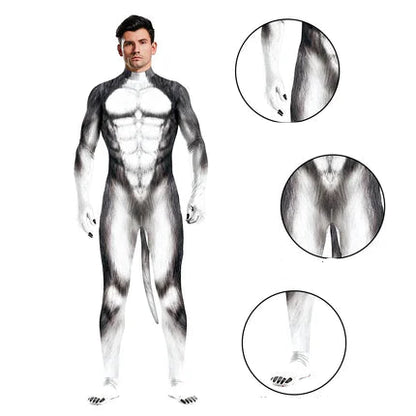 Husky kostyme heldrakt unisex par Halloween-fest